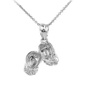 Sterling Silver Baby Girl Shoes Pendant Necklace